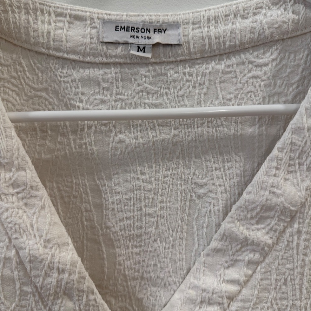 Emerson Fry - White Short Sleeve V-Neck Dress w/Pockets, Size M - Picture 5 of 6